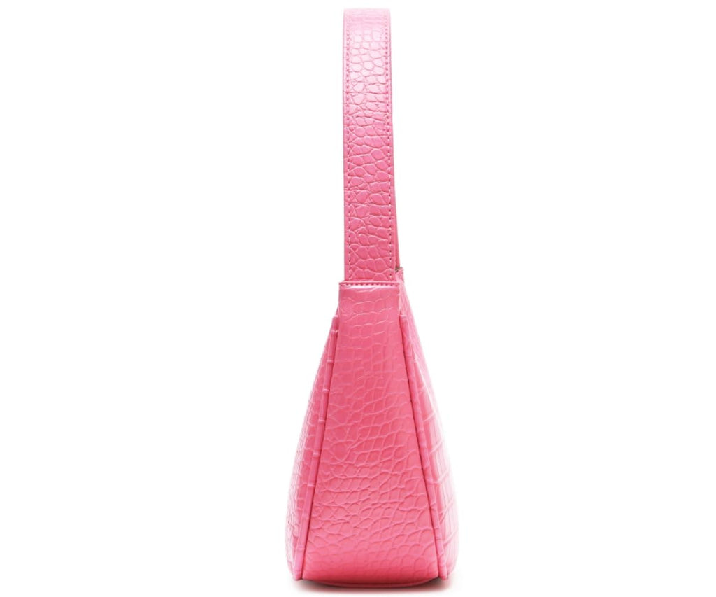 Shoulder Bags for Women, Cute Hobo Tote Handbag Mini Clutch Purse with Zipper Closure (Crocodile Pink)