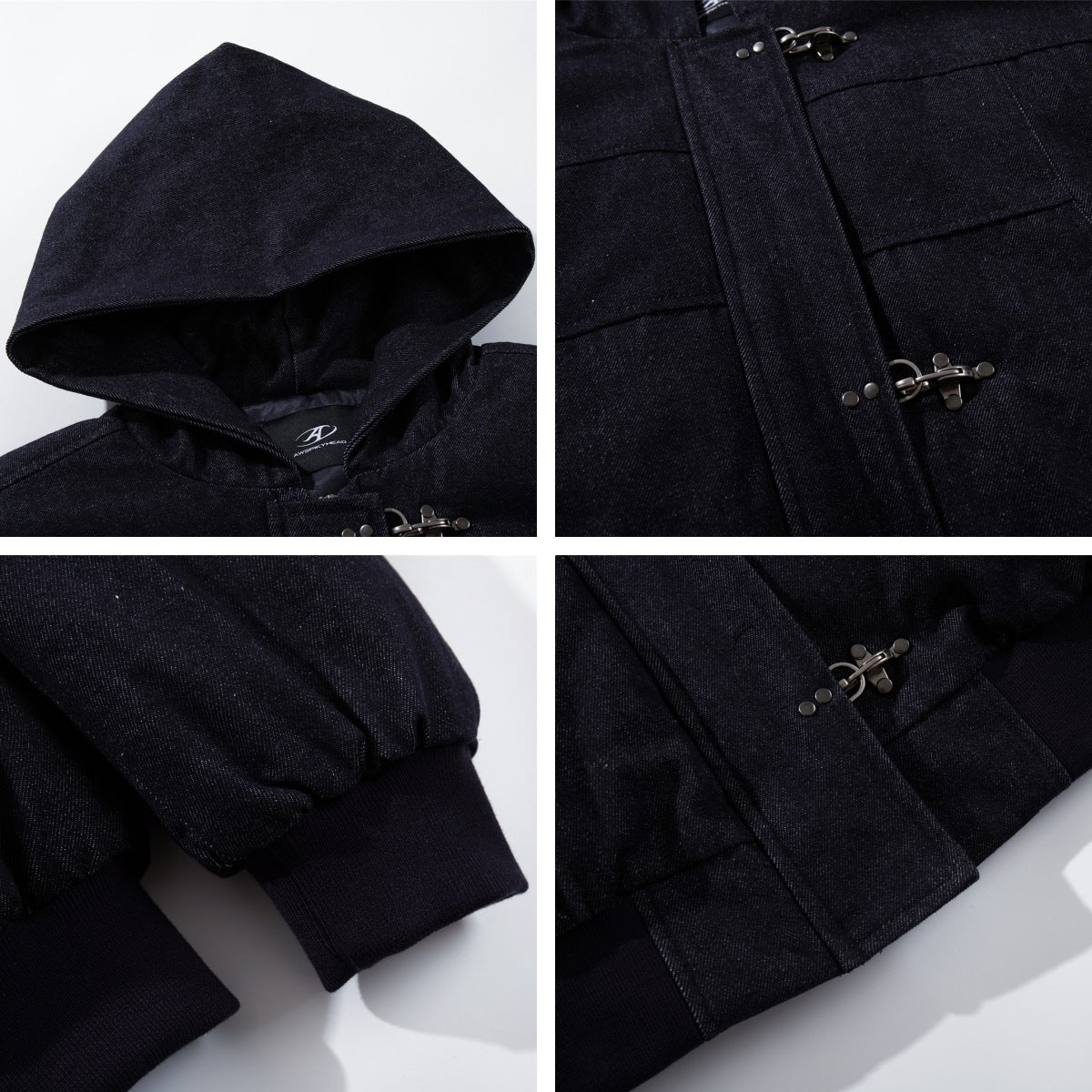 Loose Casual Warm Hooded Raw Denim Coat (Unisex)