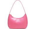 Shoulder Bags for Women, Cute Hobo Tote Handbag Mini Clutch Purse with Zipper Closure (Crocodile Pink)
