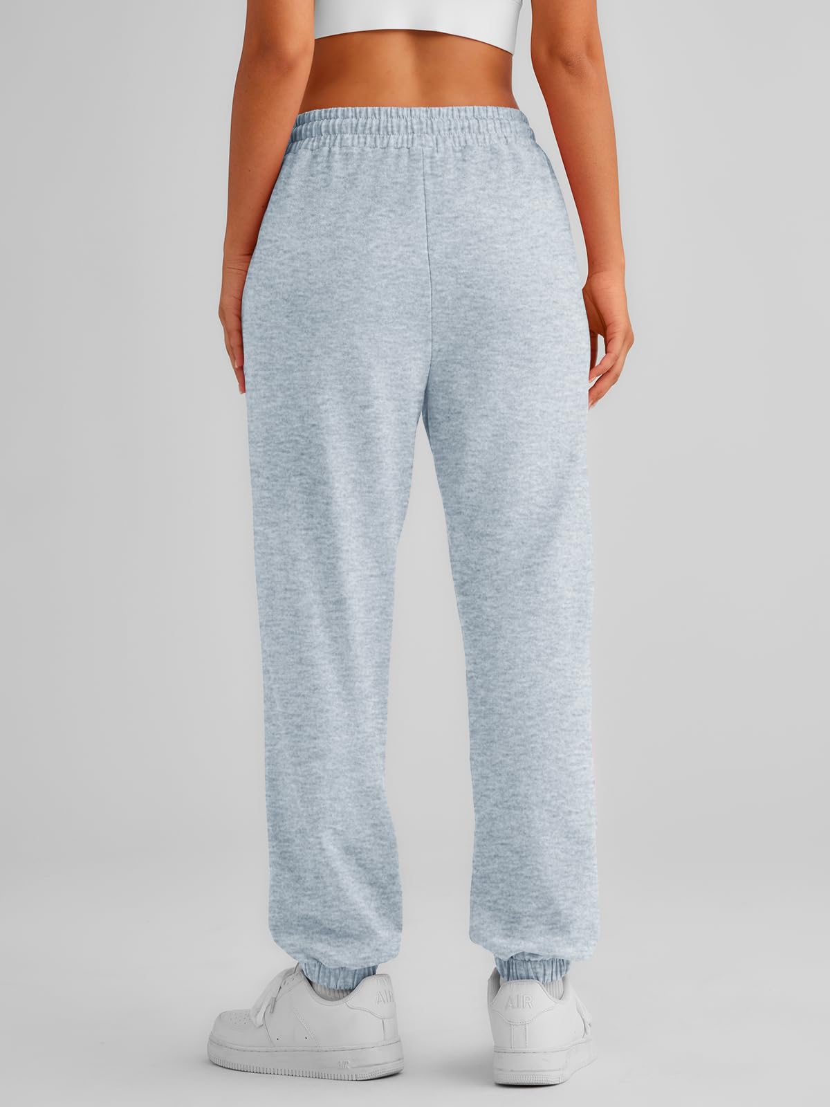 AUTOMET Women's Cinch Bottom Sweatpants Athletic Joggers Lounge Pants with Pockets Grey XS