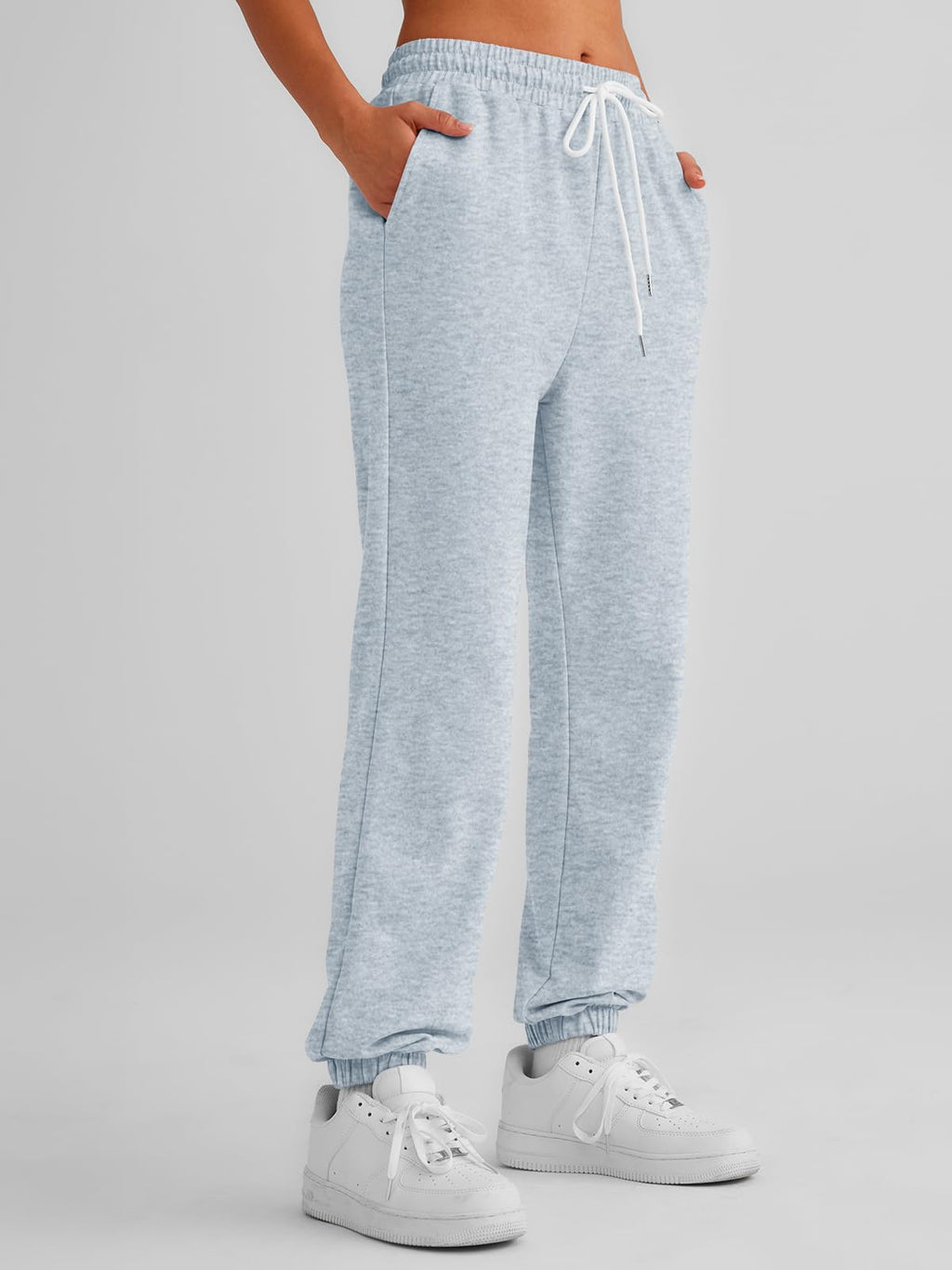 AUTOMET Women's Cinch Bottom Sweatpants Athletic Joggers Lounge Pants with Pockets Grey XS