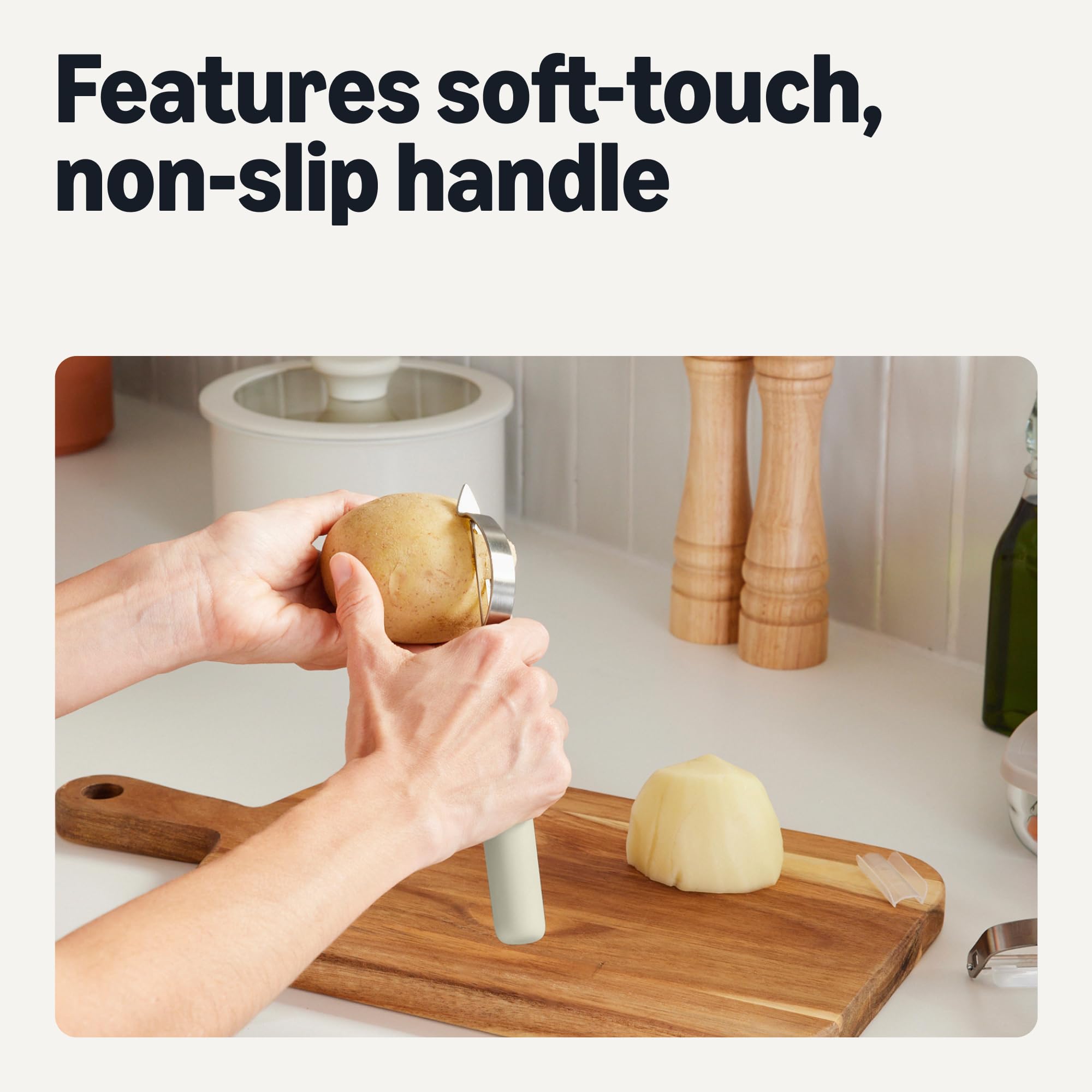 Vegetable Peelers with Protective Covers, 2-Piece Set, Dishwasher-Safe, Linen Gray