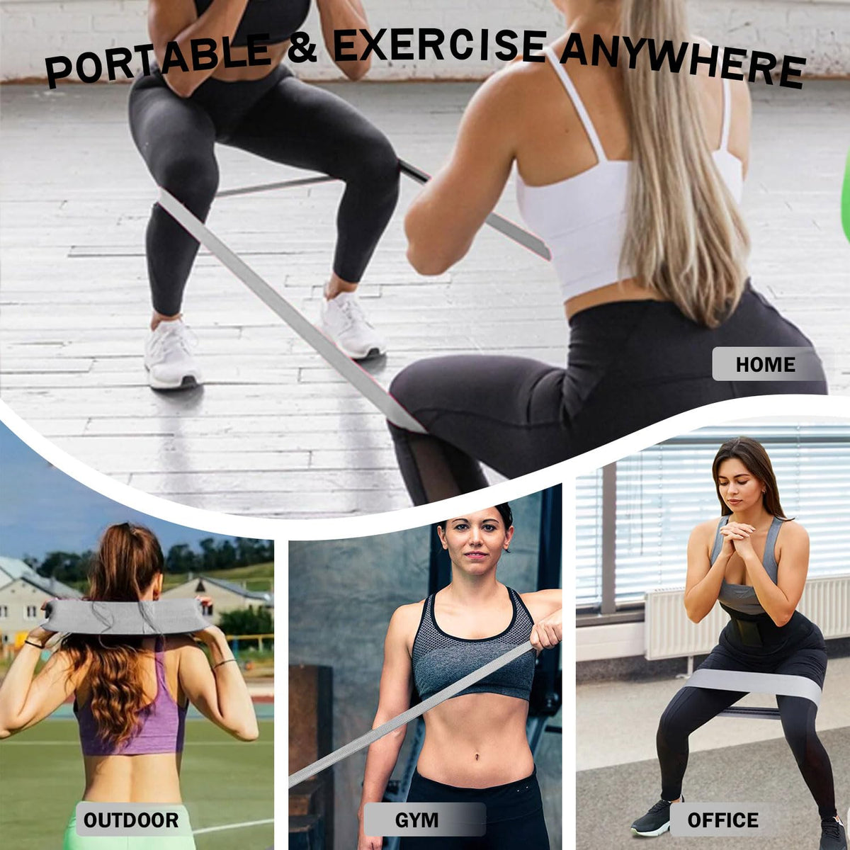 KANGFITER Long and Short Fabric Resistance Bands with Door Anchor 7 PCS, Non-Slip Stretch Booty Bands for Working Out Women & Men, Loop Exercise Elastic Bands for Home Physical Therapy Yoga Pilates