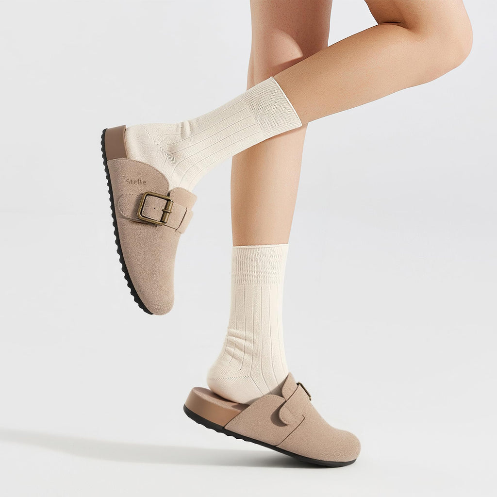 Stelle Suede Clogs for Women Men Potato Shoes with Arch Support Leather Cork Footbed Mules Slip on Home Slippers