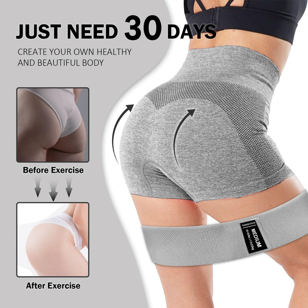 KANGFITER Long and Short Fabric Resistance Bands with Door Anchor 7 PCS, Non-Slip Stretch Booty Bands for Working Out Women & Men, Loop Exercise Elastic Bands for Home Physical Therapy Yoga Pilates