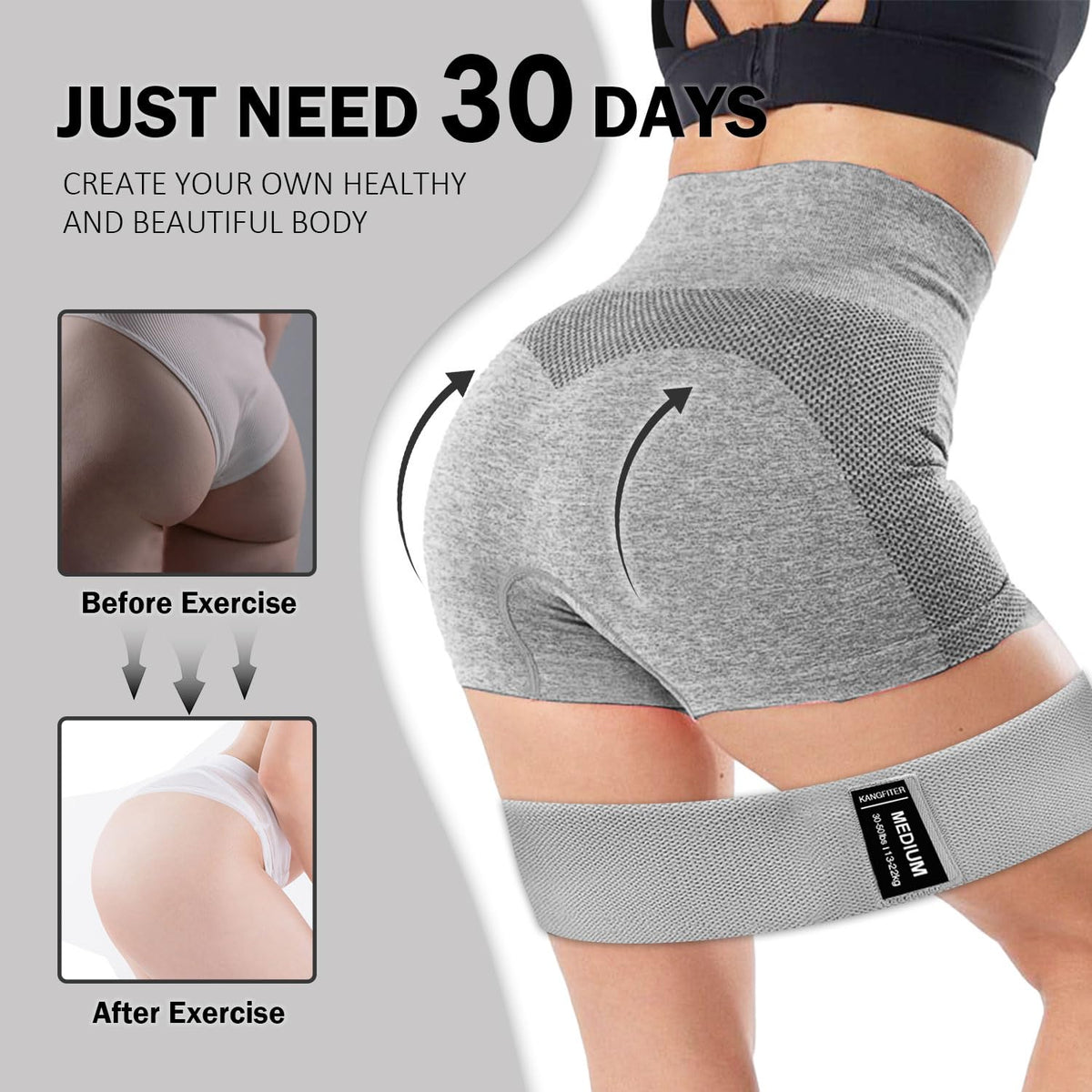 KANGFITER Long and Short Fabric Resistance Bands with Door Anchor 7 PCS, Non-Slip Stretch Booty Bands for Working Out Women & Men, Loop Exercise Elastic Bands for Home Physical Therapy Yoga Pilates