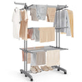 Clothes Drying Rack 4-Tier, Foldable Laundry Drying Rack 68.1-Inch Tall, Stainless Steel, Rolling Clothes Horses, Clothes Airer, Indoor Outdoor Use, Dove Gray ULLR703G01