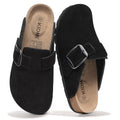 KIDMI Genuine Suede Clogs for Women Memory Foam Black Size 5.5-6 (36)