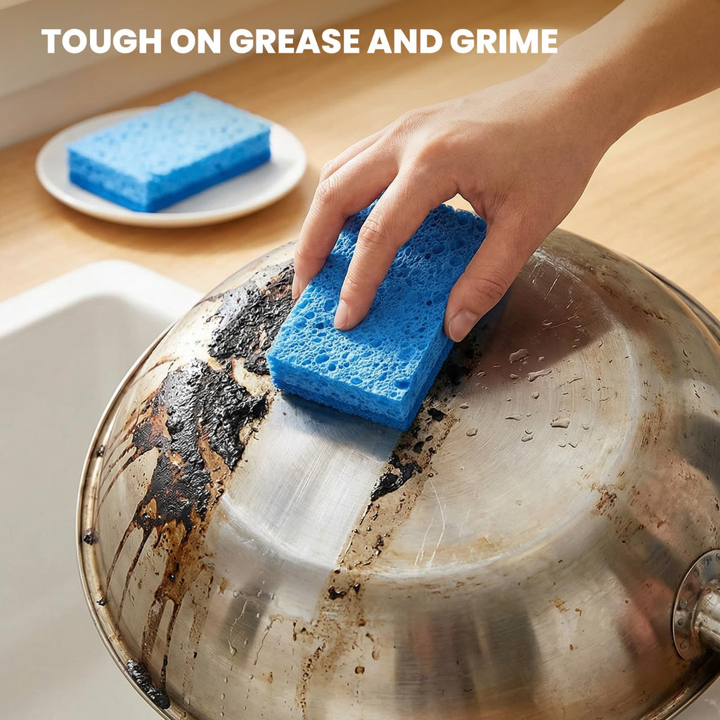Metflavor Kitchen Sponges, 12 Count, Non-Scratch Scrub Sponge, Dual Sided Cleaning Sponges for Dishes, Kitchen, Bathroom