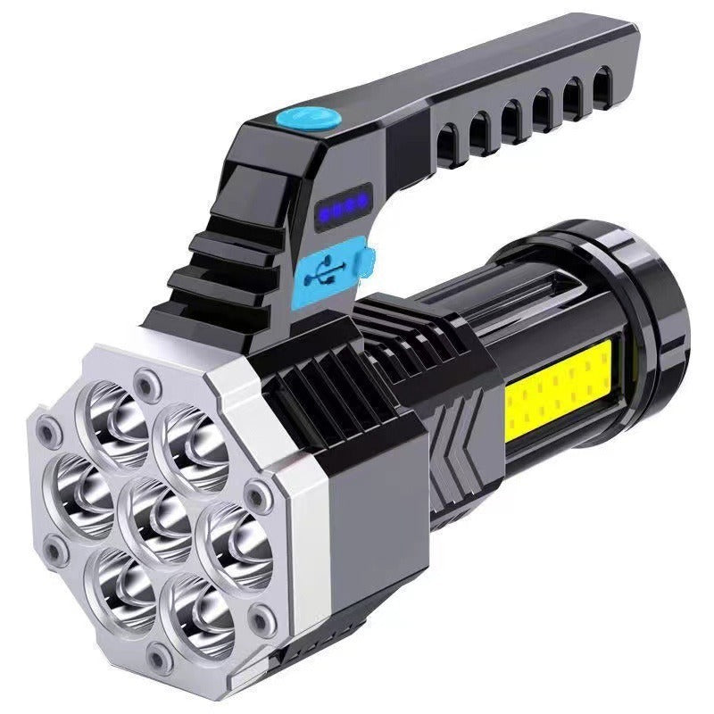 High Power LED Flashlight Powerful USB Rechargeable Lamp Built-in Battery COB 7 LED Flashlights