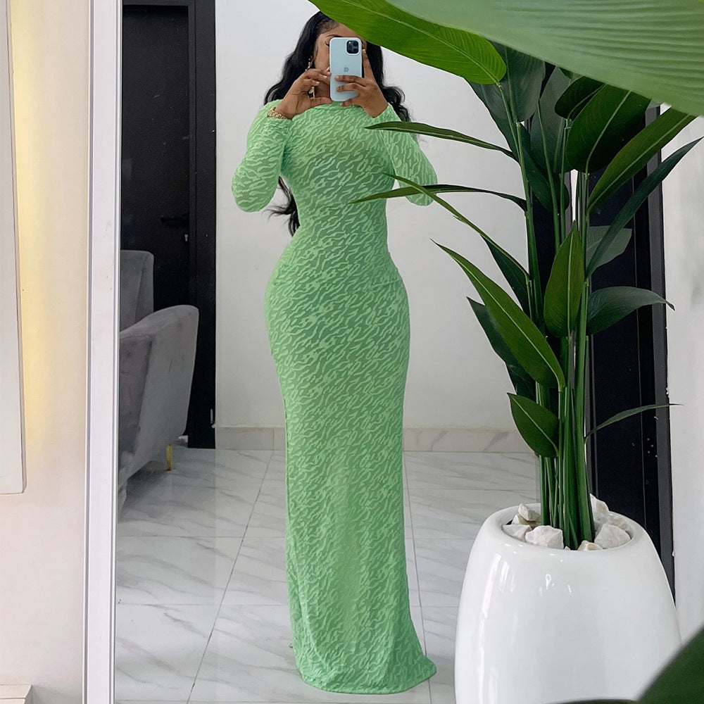 Long sleeved plush slim fit dress