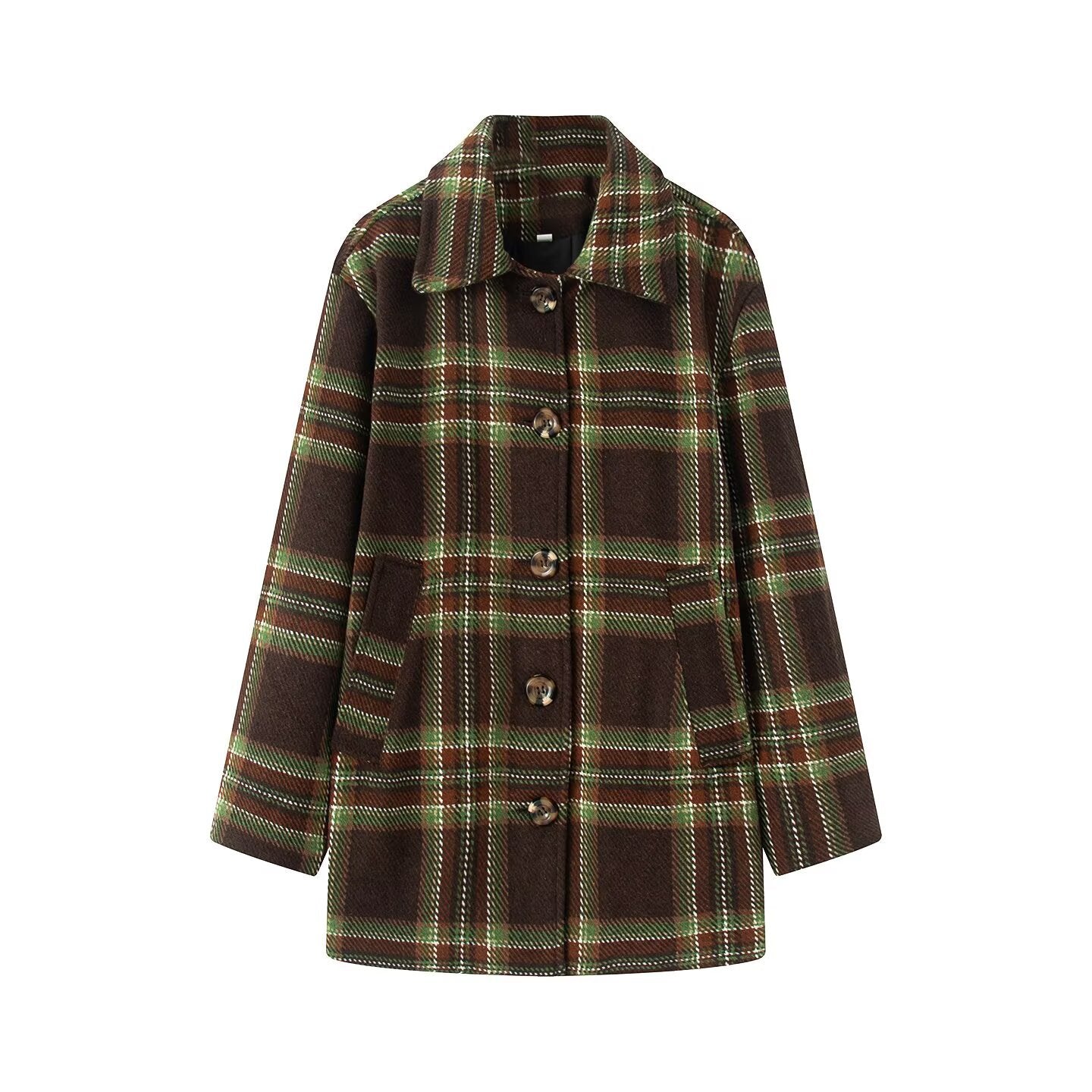 Plaid woolen coat