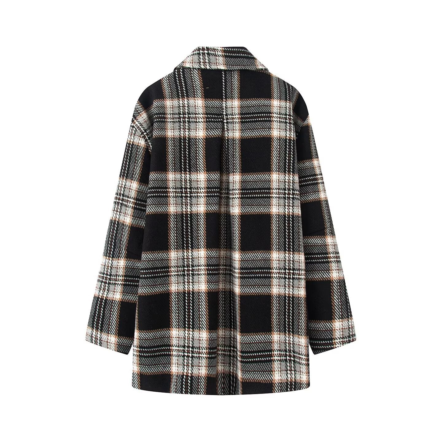 Plaid woolen coat