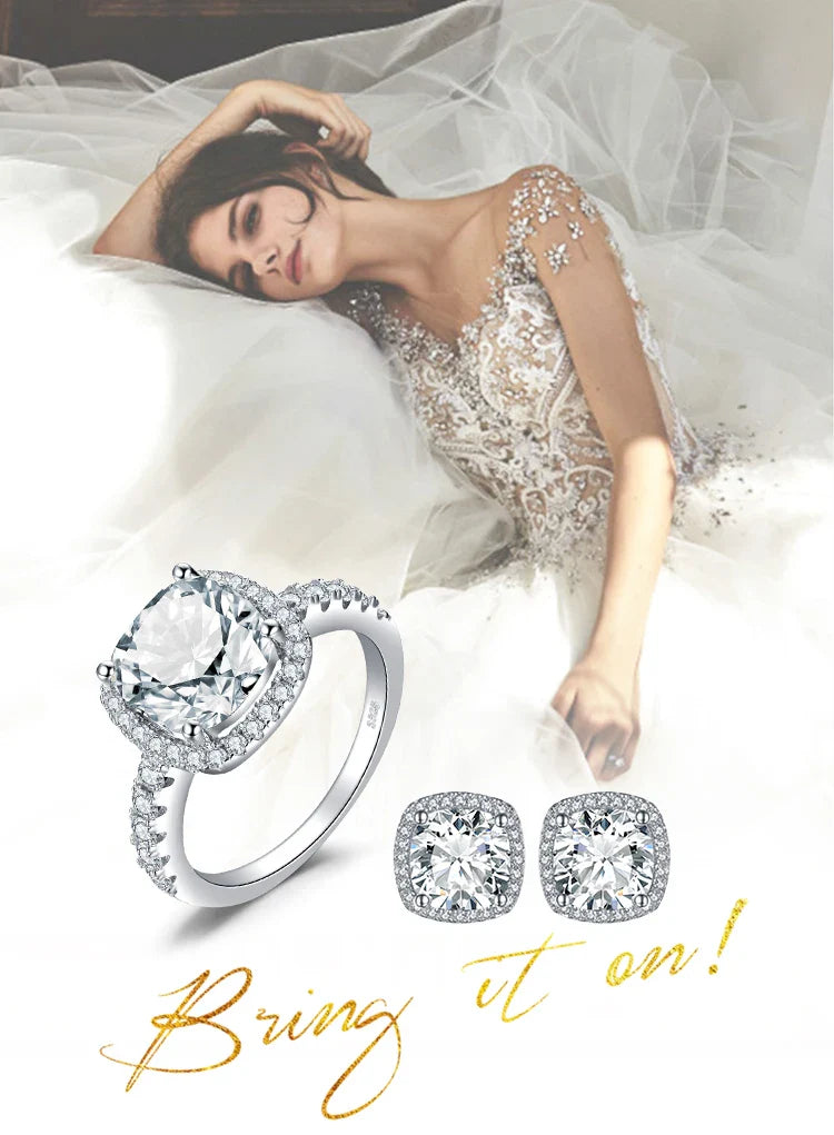 JewelryPalace 925 Sterling Silver Wedding Engagement Ring for Women 3ct Halo Princess cut Simulated Diamond AAAAA CZ Bridal Ring