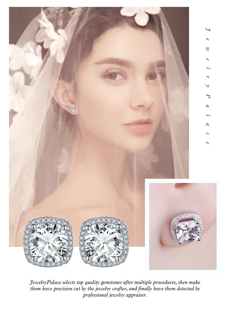 JewelryPalace 925 Sterling Silver Wedding Engagement Ring for Women 3ct Halo Princess cut Simulated Diamond AAAAA CZ Bridal Ring