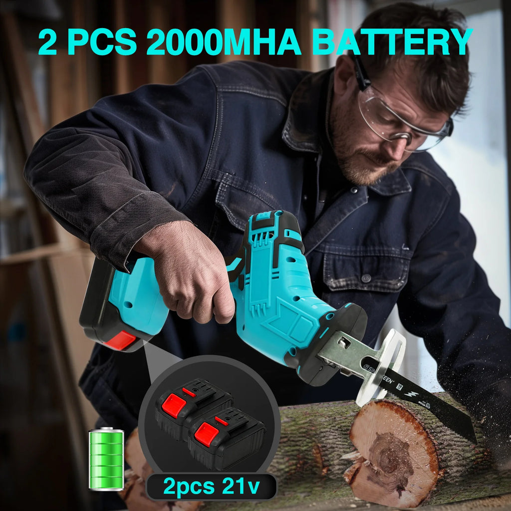 Reciprocating Saw 21V Cordless 0-4500 SPM 2 Batteries 4 Saw BladesTool