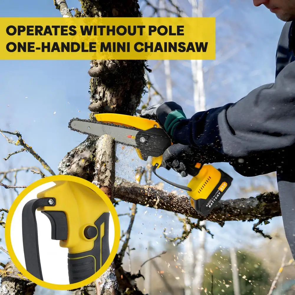 Cordless 2-in-1 Pole Saw And Mini Chainsaw 6-Inch Brushless Electric Chain Saw with 5.9 Feet Max Reach for Trimming And Cutting