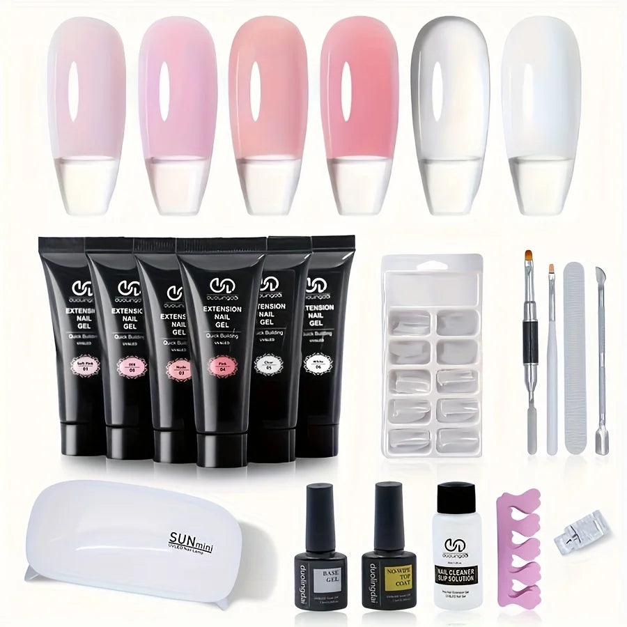 22pcs Poly Nails Gel 0.51oz Clear Poly Gel Builder Natural Looking And Long-Lasting, Trendy Nail Art Design Salon Professional