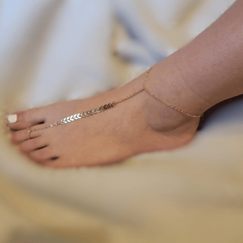 Bohemian Gold Anklet Toe Ring Barefoot Sandal Anklet